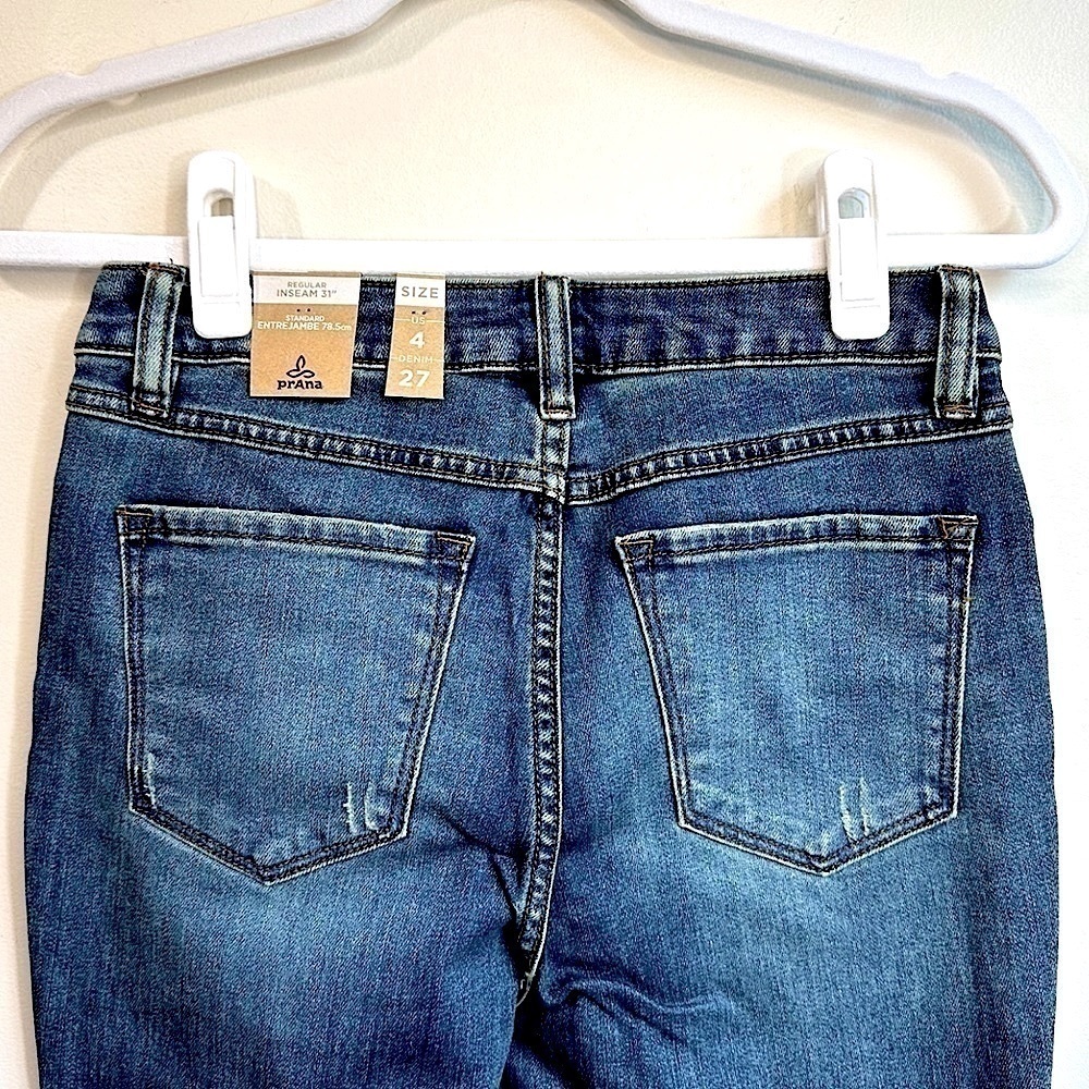 NWT PrAna Women’s Sienna Mid-Rise Skinny Jean in True Blue Wash Size 4/27 - Picture 7 of 14
